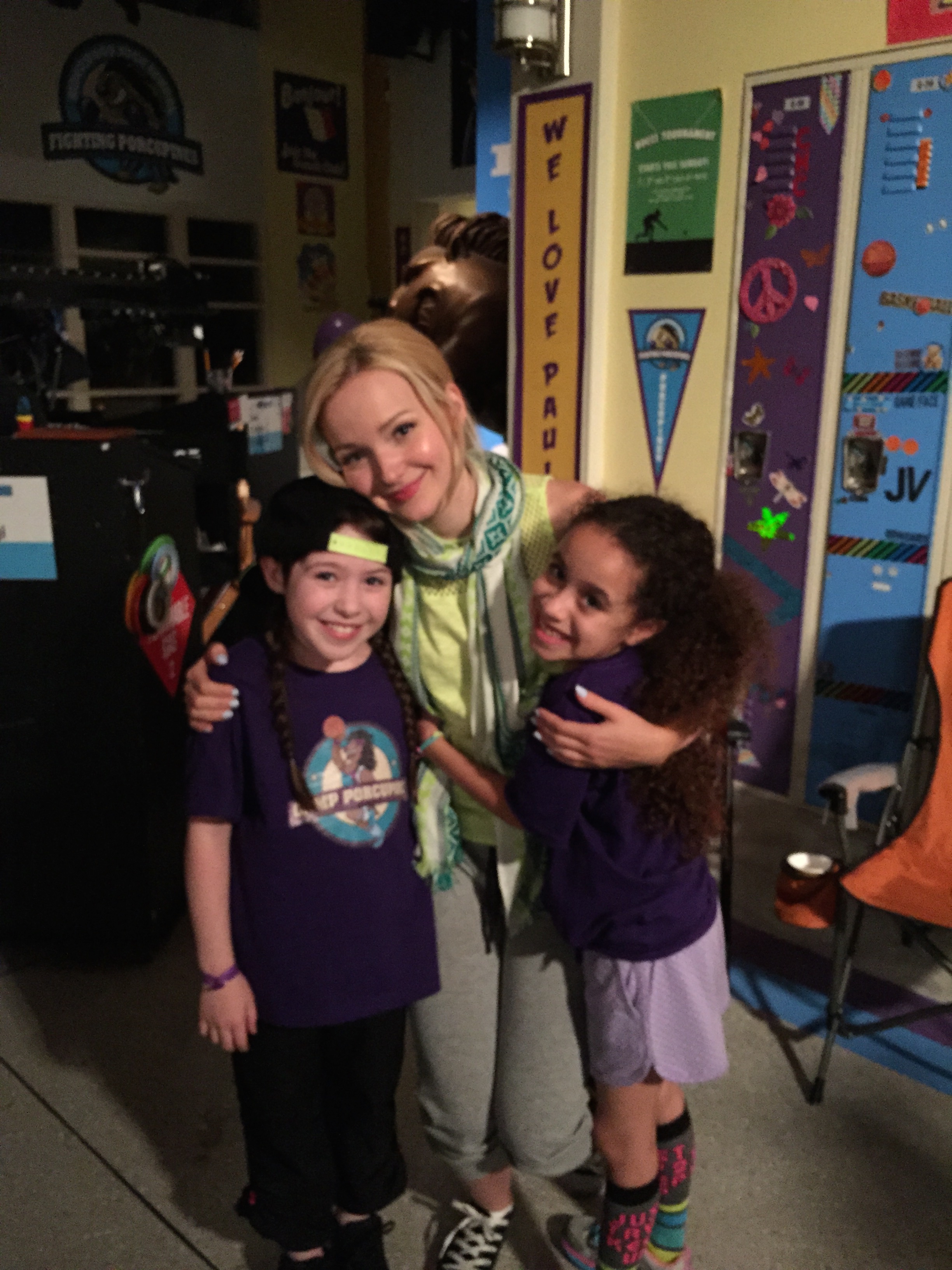 Ashlyn on the set of Liv and Maddie with Dove Cameron and April Marshall-Miller