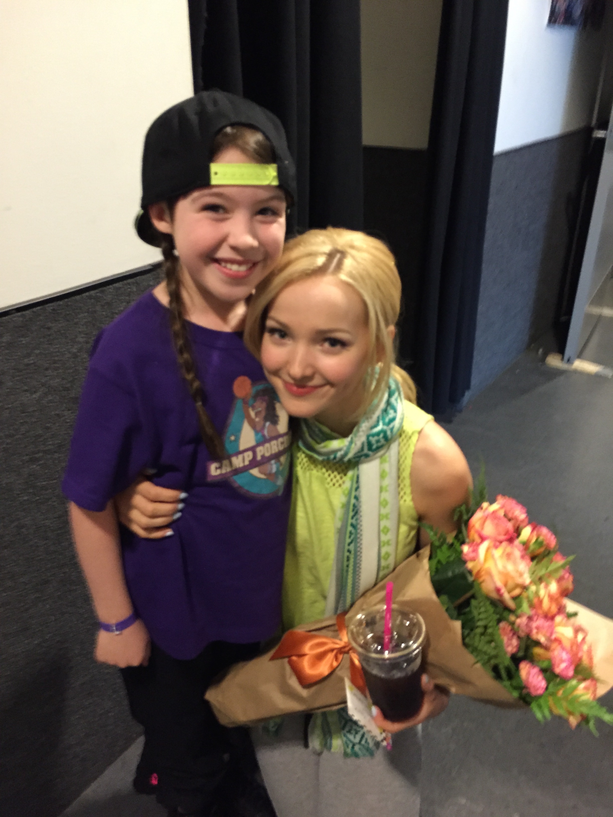 Ashlyn on the set of Liv and Maddie with Dove Cameron