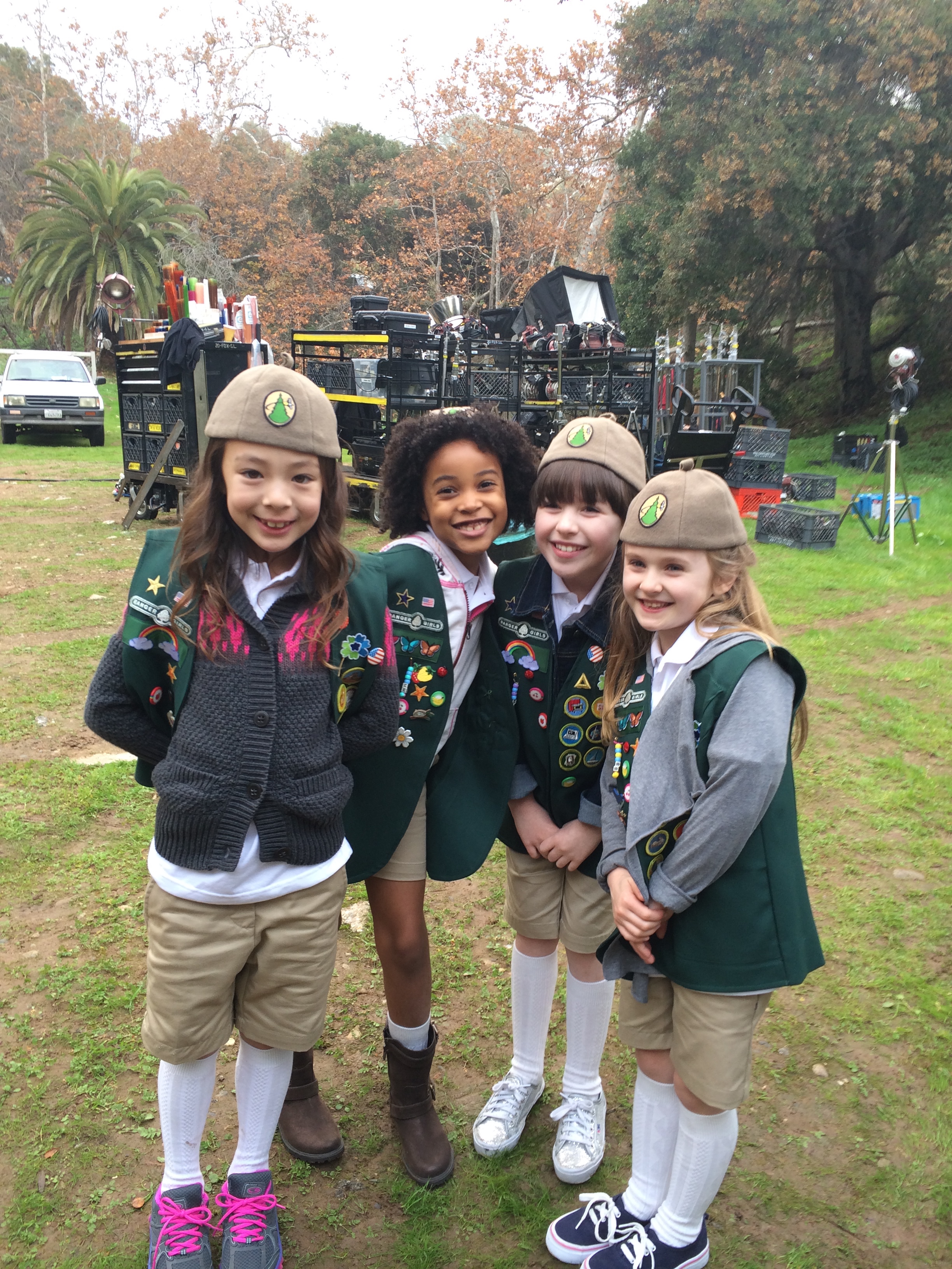 Ashlyn with Aubrey Anderson-Emmons, Rigel Blue, and Aubree Young on location with Modern Family.