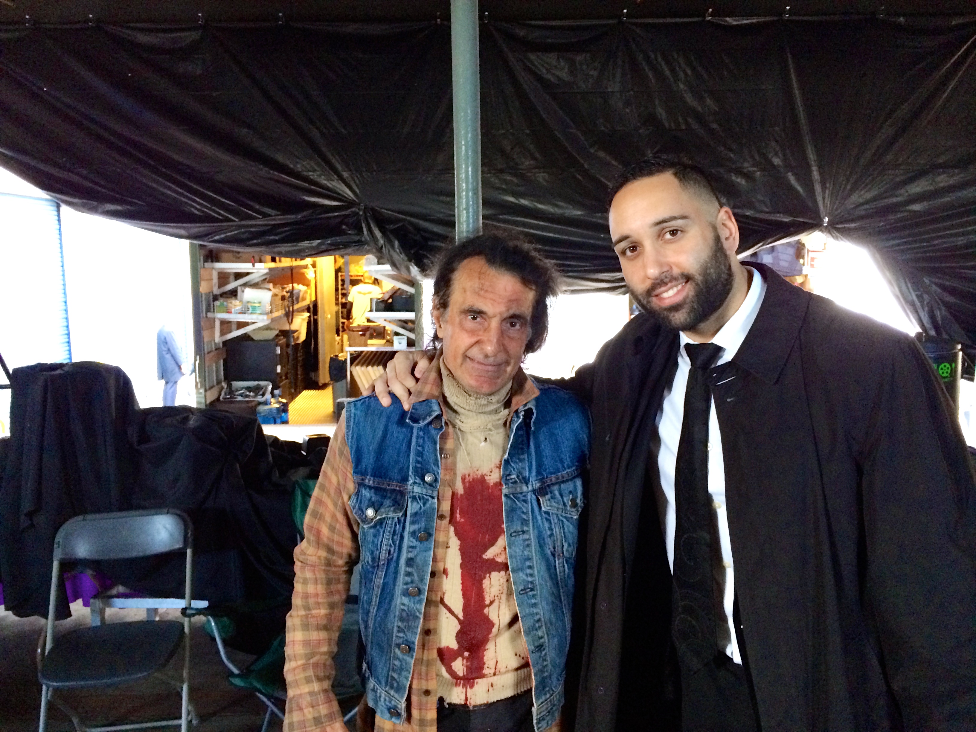 Actors Sam Sheikhan & Evangelos on the set of the feature film, The Purge 2: Anarchy...