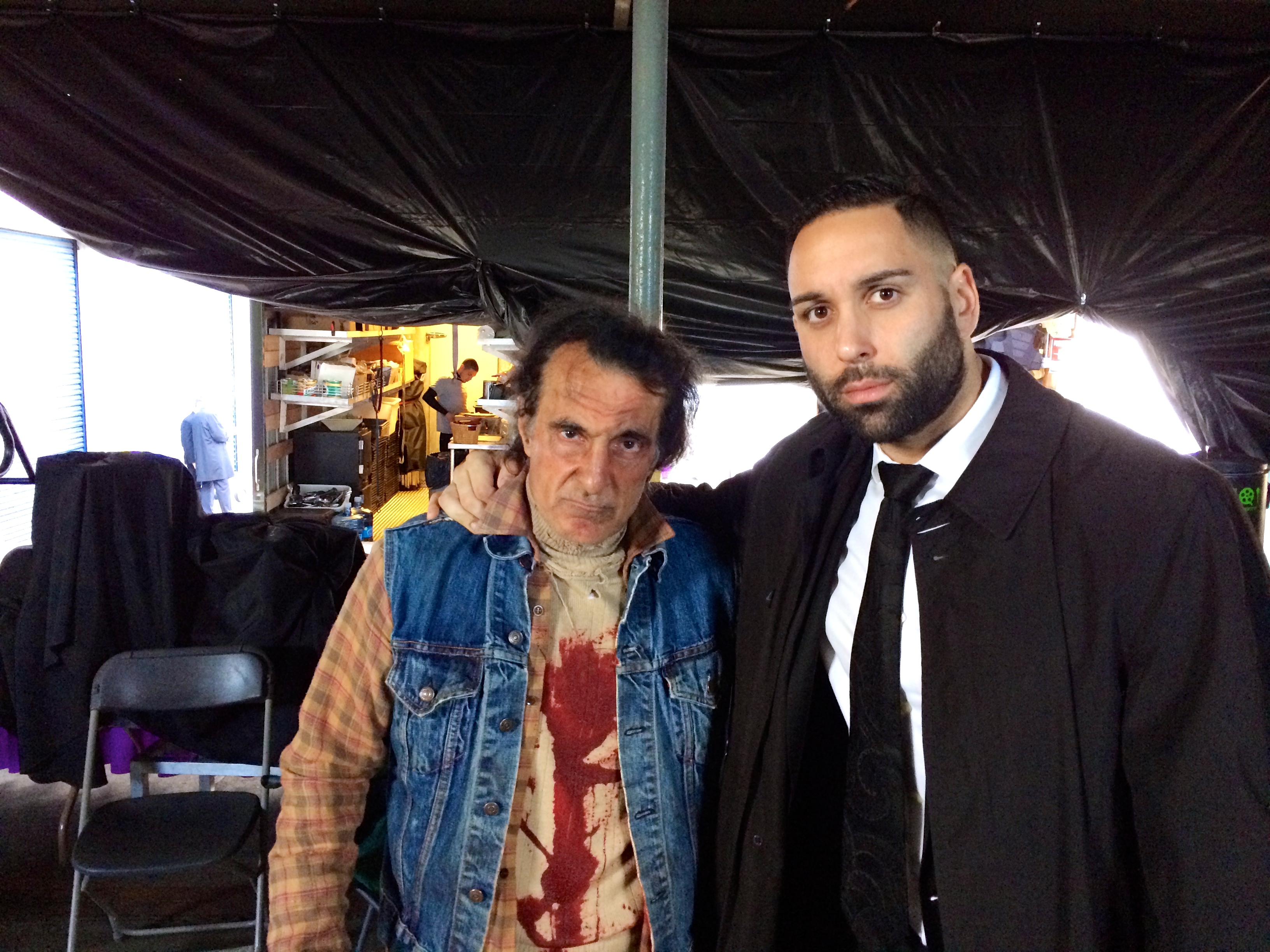 Actor Sam Sheikhan & Evangelos on set of the feature film, The Purge 2: Anarchy