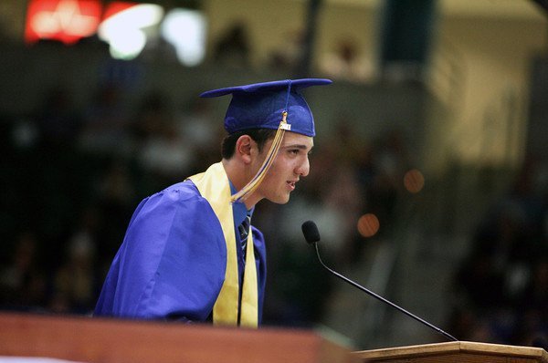 Speaking as valedictorian at 2011 graduation.