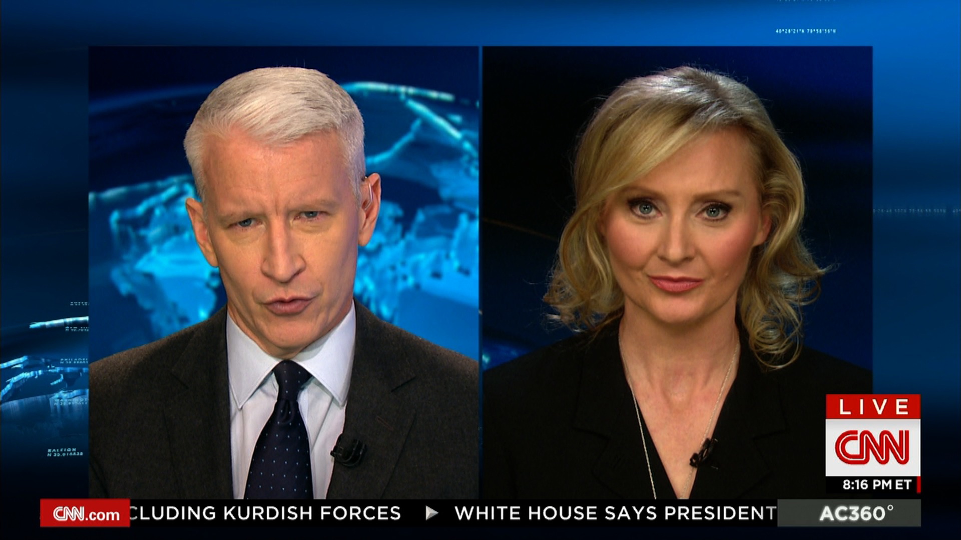 Correspondent Alex Quade live on CNN's AC360 show with anchor Anderson Cooper.