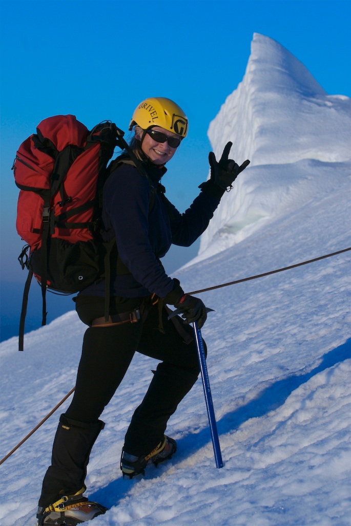 War Reporter Alex Quade climbing Mt. Rainier with wounded Special Operators, before redeploying to Iraq. 2008.