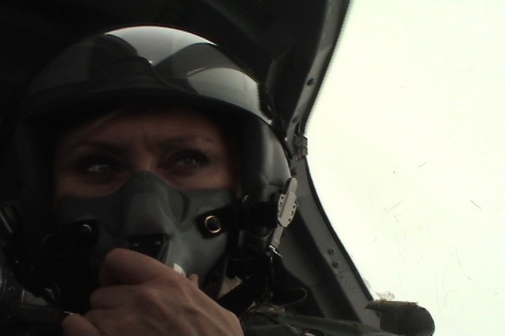 War Reporter Alex Quade conducts interview while breathing through oxygen mask in B1-B Lancer. Alex tracked down the B1-B, which provided close air support for a ground operation Alex covered. Alex did a ride-along for her film: 