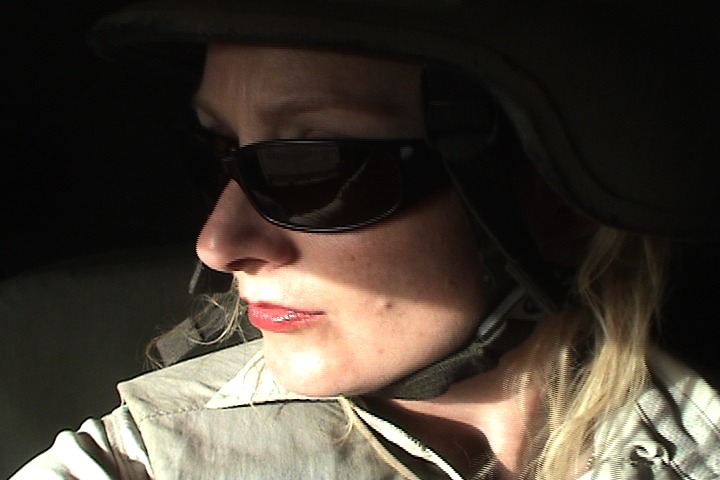 War Reporter Alex Quade in back of up-armored Humvee, covering Green Beret A-Teams during gun battle in Diyala Province, Iraq, for her film: 