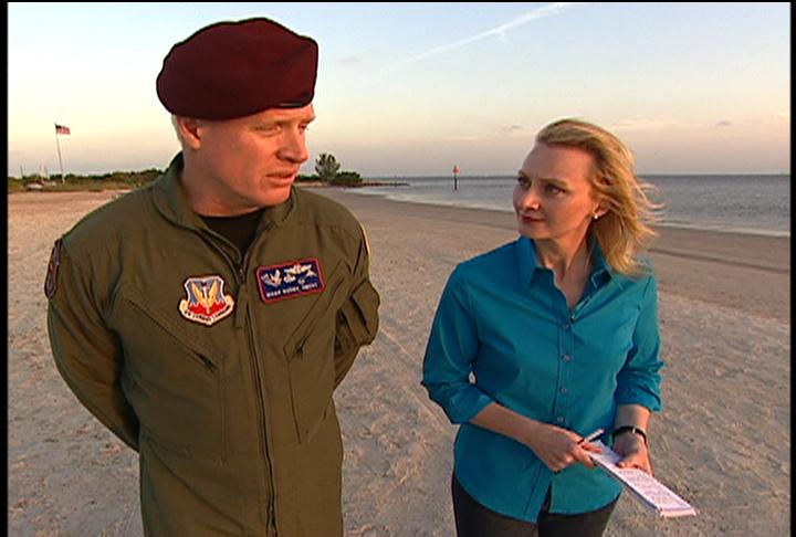 CNN Correspondent Alex Quade interviews Air Force Spec Ops PJ Chief, at Special Operations Command. MacDill Air Base, Tampa, Florida.
