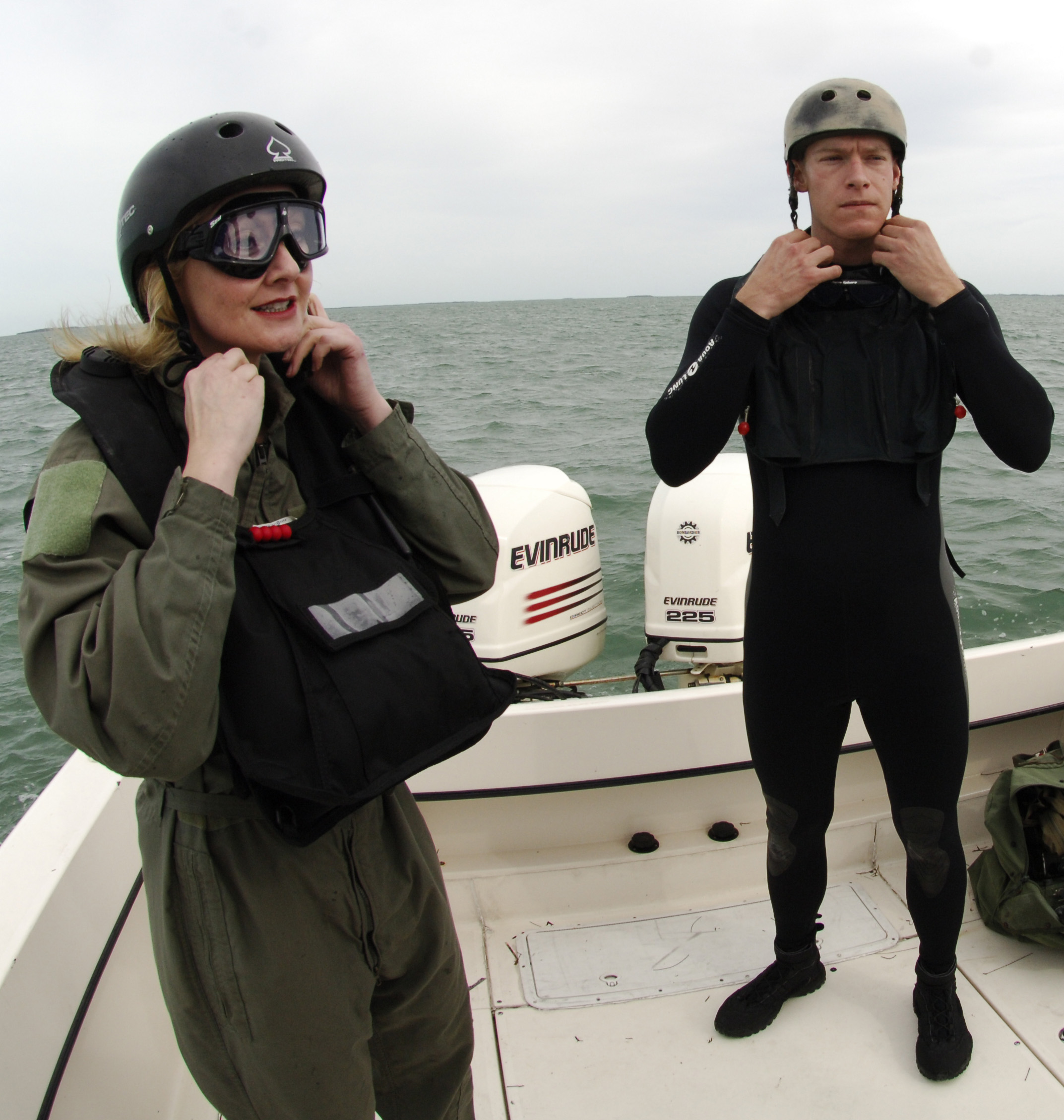 CNN Correspondent Alex Quade with Air Force Spec Ops Pararescuemen, about to be rescued at sea, for her 