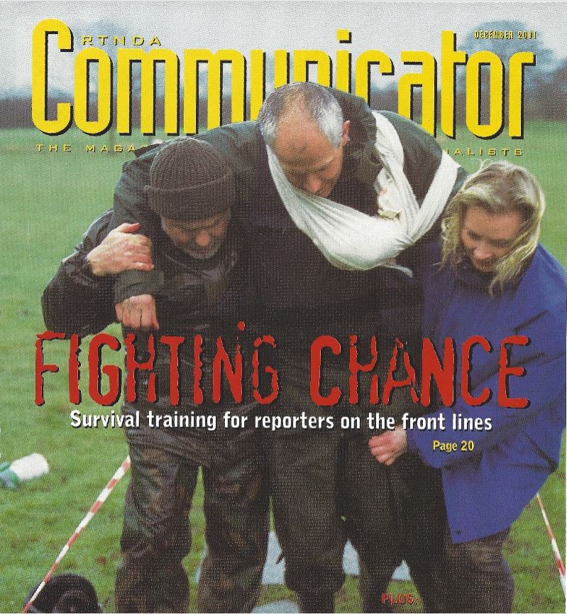 War Reporter Alex Quade on front cover of RTNDA Communicator magazine in association with her exclusive article on journalist survival training in hostile environments after 9/11.