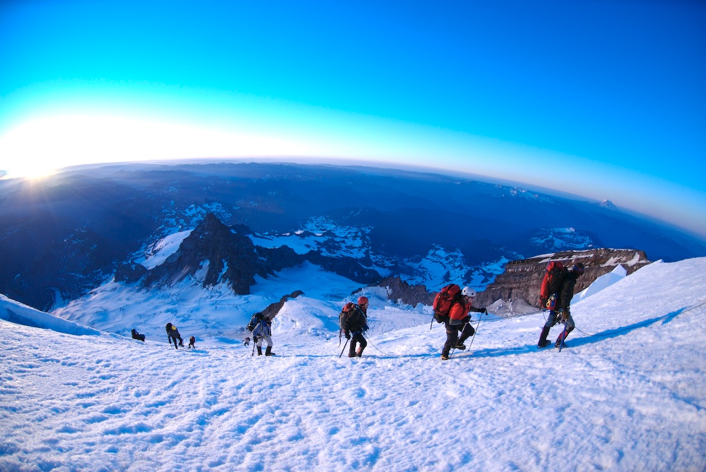 War Reporter Alex Quade summiting Mt. Rainier with wounded Special Operators, before redeploying to Iraq and Afghanistan. 2008.