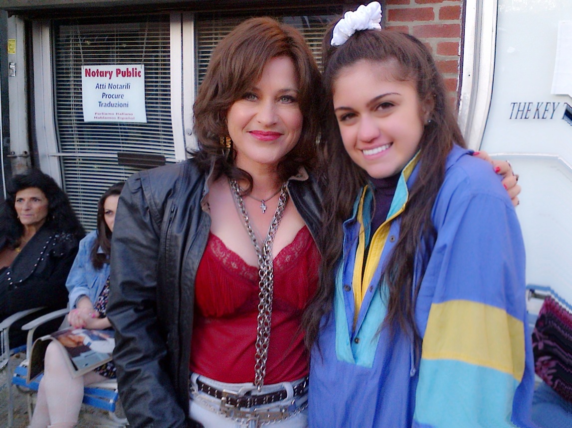 Patricia Arquette and Analaura Cataldi on the set of The Wannabe