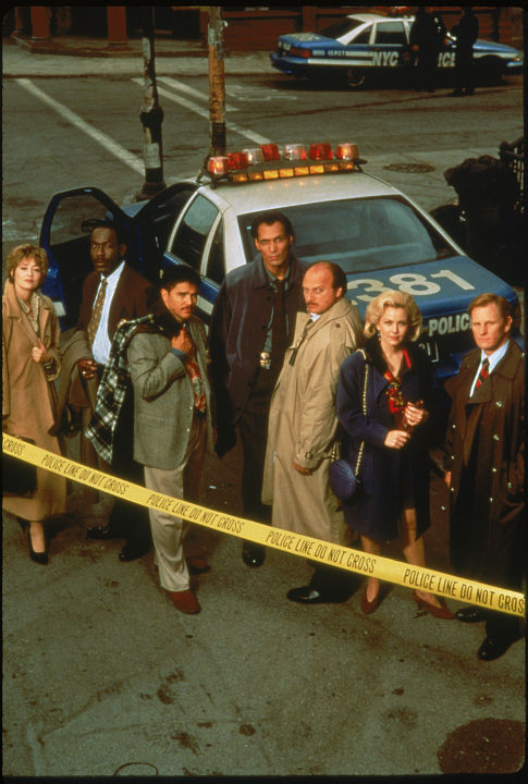 (l to r) Sharon Lawrence, James McDaniel, Nicholas Turturro, Jimmy Smits, Dennis Franz, Gail O'Grady, and Gordon Clap in a promo shot for Season 2.