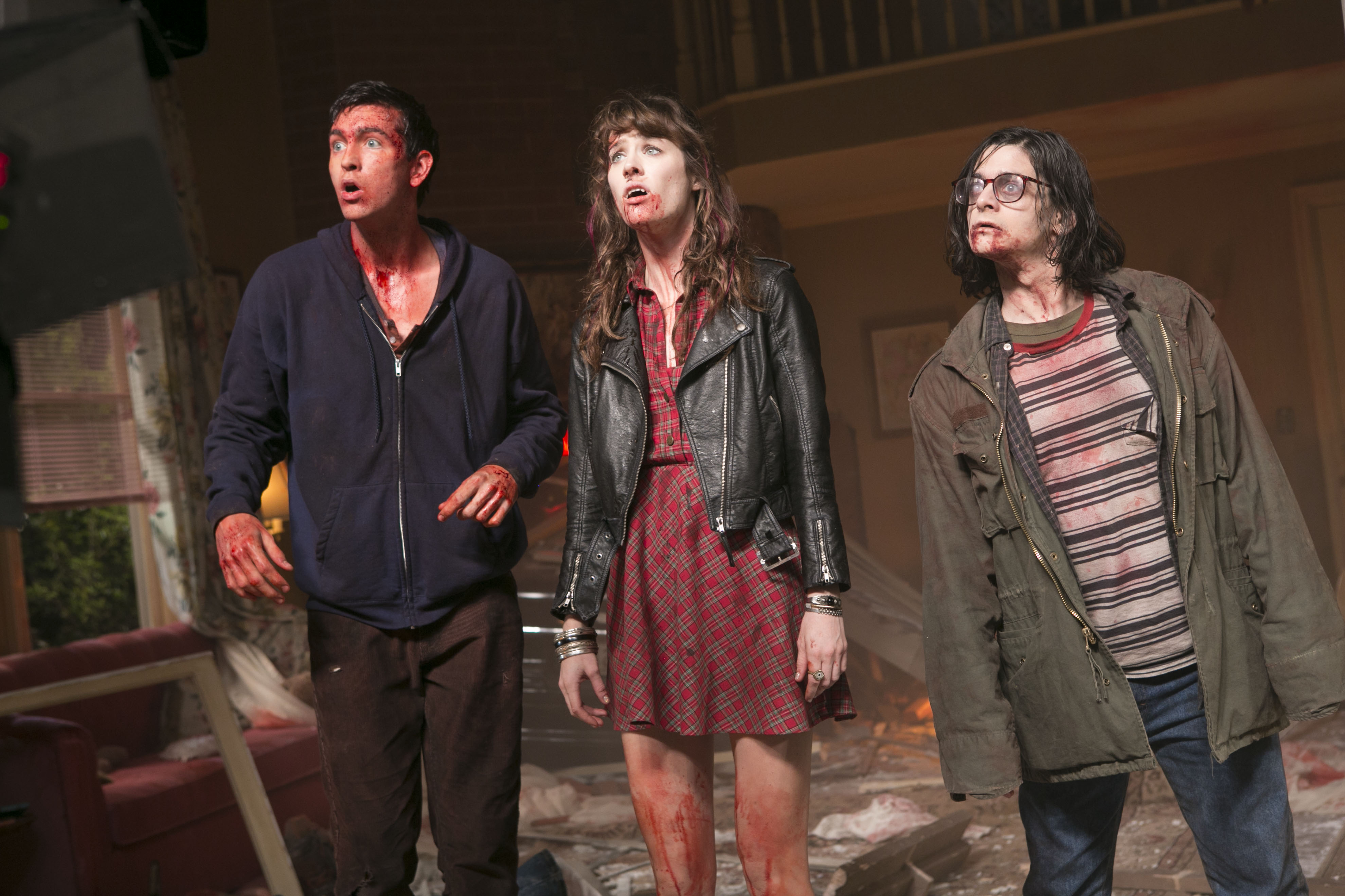 Still of Nicholas Braun, Josh Fadem and Mackenzie Davis in Freaks of Nature (2015)