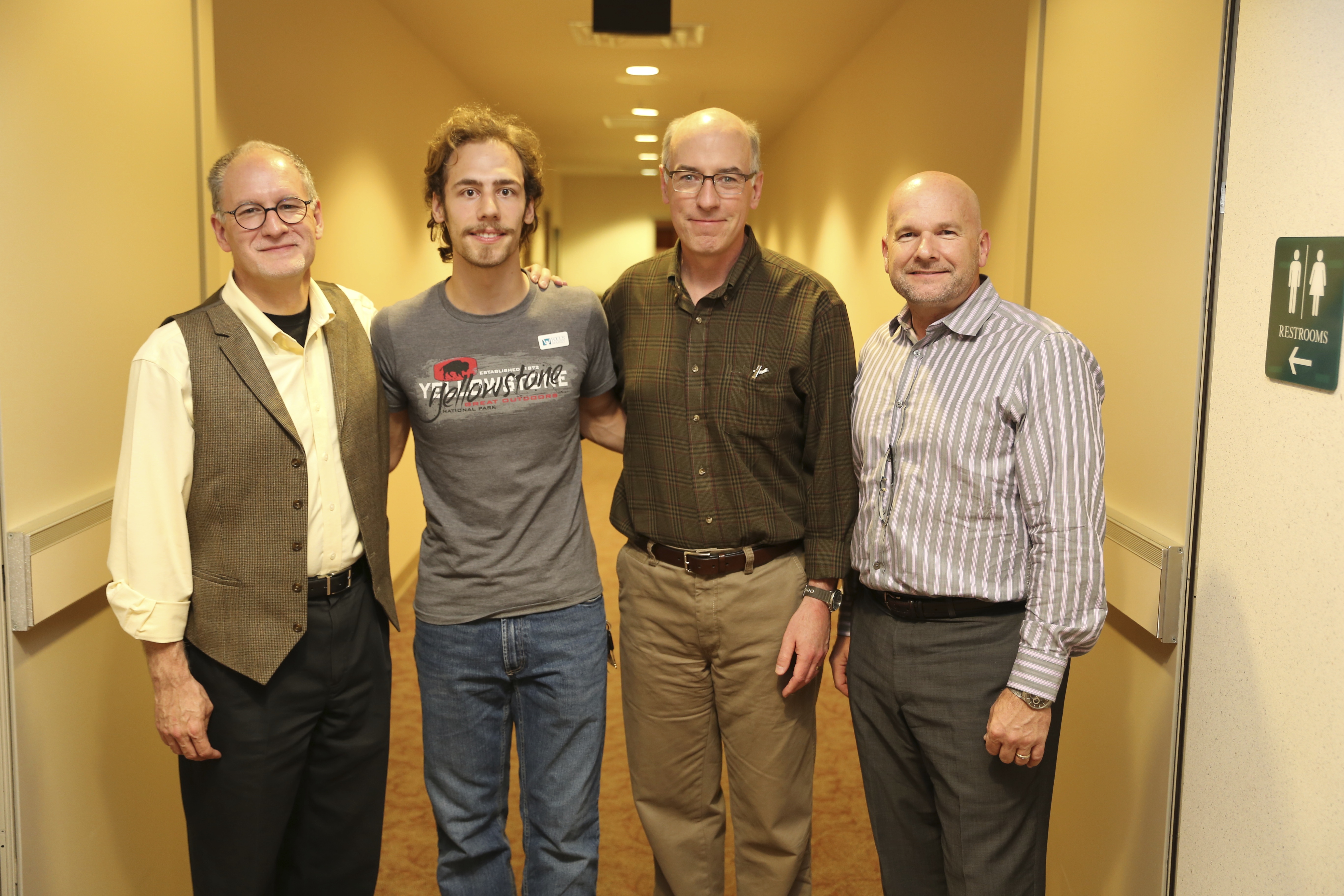 (Left to right) Peabody award-winning writer Paul McCusker, Nathan Jacobson, executive producer of Adventures In Odyssey Dave Arnold, and Focus On The Family Vice President of Content Creation Jim Mhoon at the FOTF headquarters in Colorado Springs.