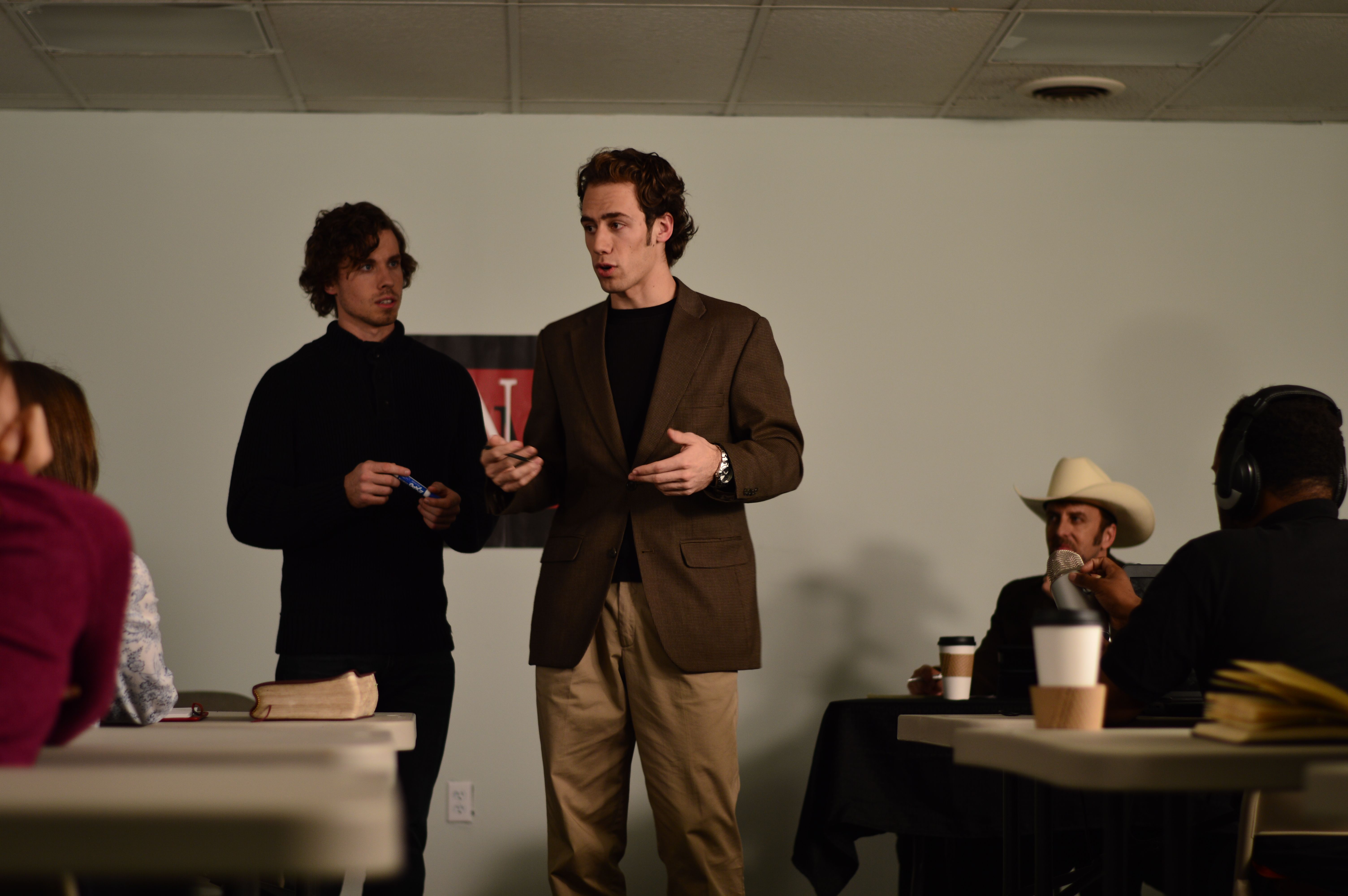 Still of Kaiser Johnson, Nathan Jacobson, and Ted Rich in Romans XIII (2014).
