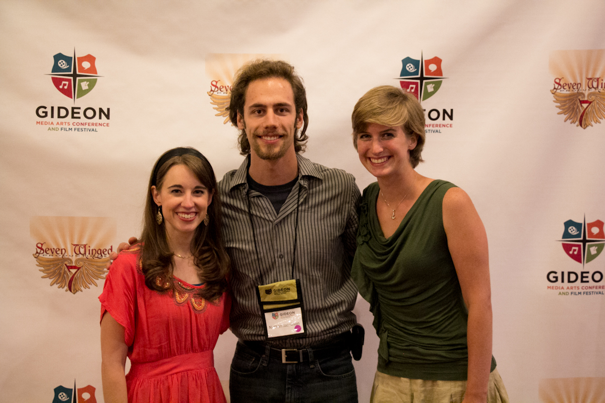 Cast members of Romans XIII Stacey Bradshaw, Nathan Jacobson, and Grace Worcester at the 2014 Gideon Media Arts Conference & Film Festival in Orlando.