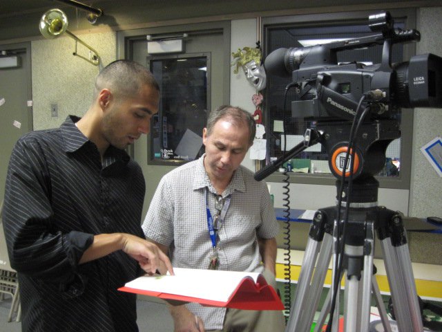 Going over the Hammer Ridge script with Luis Rodriguez