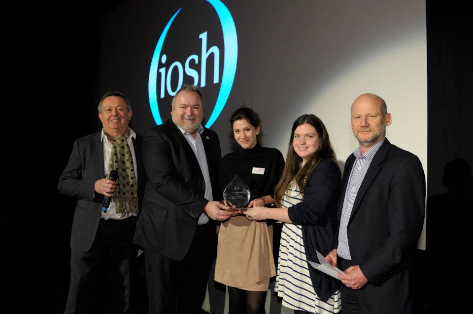 Miranda Ballesteros and Síle Jane Culley receiving the IOSH award for their graduation short film at the National Film & Television School. February 2014