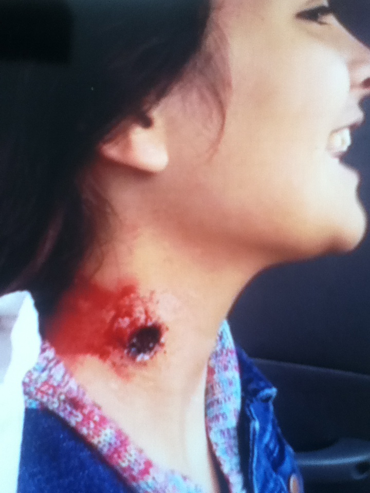 After special effects make-up application for Chicago Fire
