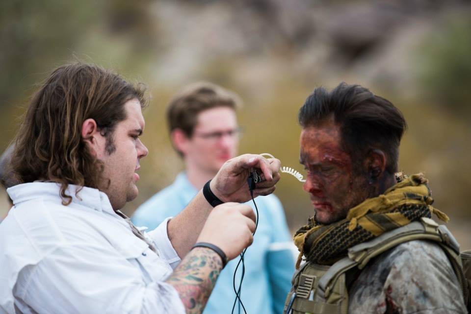 Behind the scenes photo of Director Ryan Johnston and Jason Wiechert from the set of the movie 