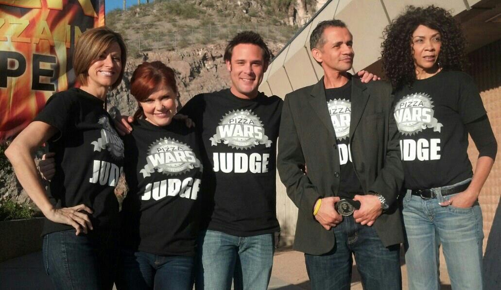 Suzanne Kraekel, Nicole Randall, Jason Wiechert, Marcelo Dietrich and Ella Arlienne Scofield (left to right) behind the scenes while judging 