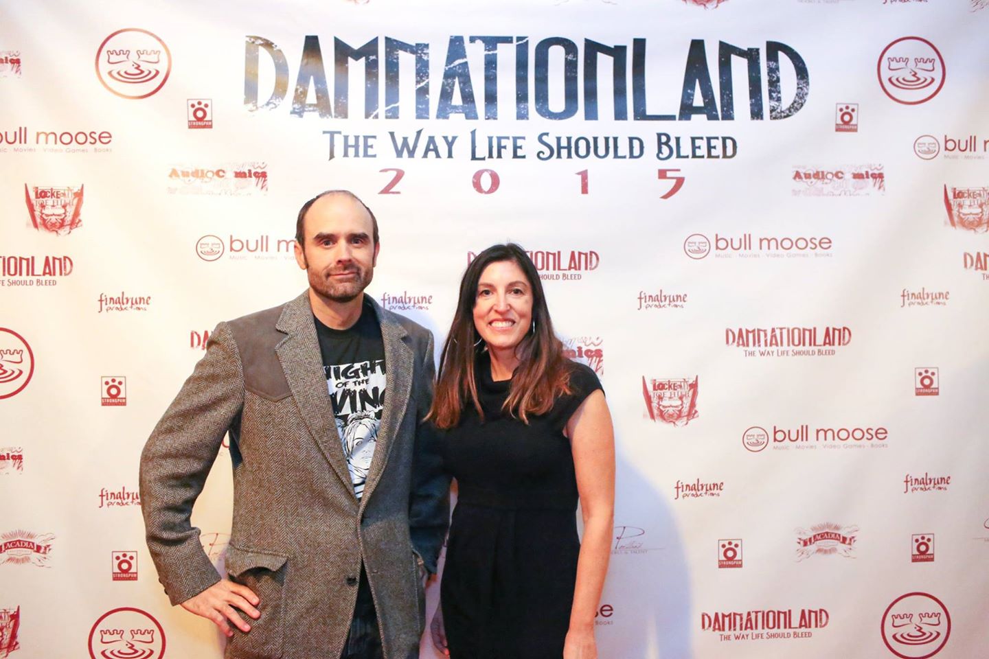 Red carpet at Damnationland 2015 premiere, Portland, Maine, with actress/playwright, Kat Loef. Neurophreak, The Poet, and 8 other short films are part of Damnationland '15.
