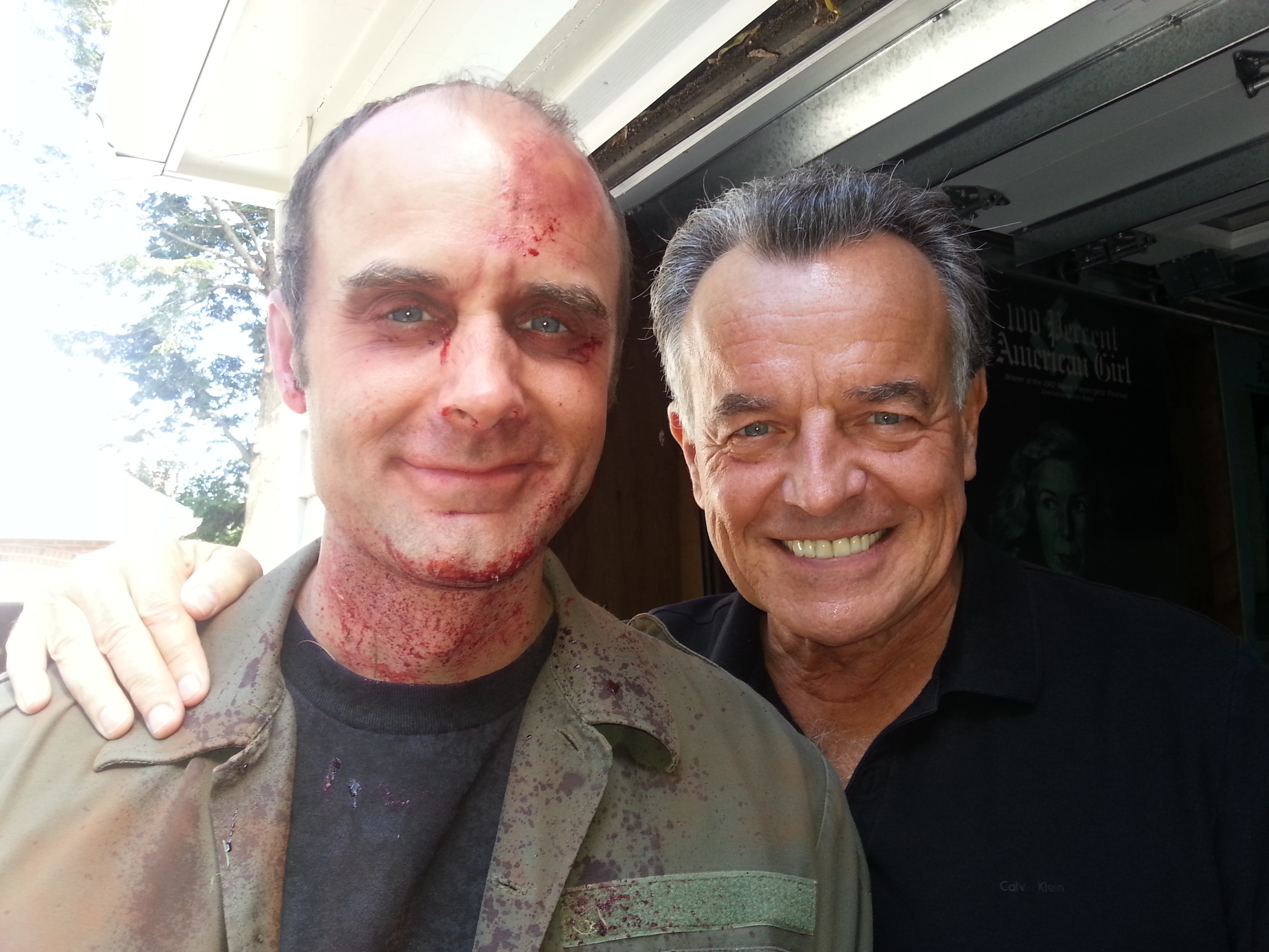 with Ray Wise on set of Night of the Living Deb, after removing much of the makeup.
