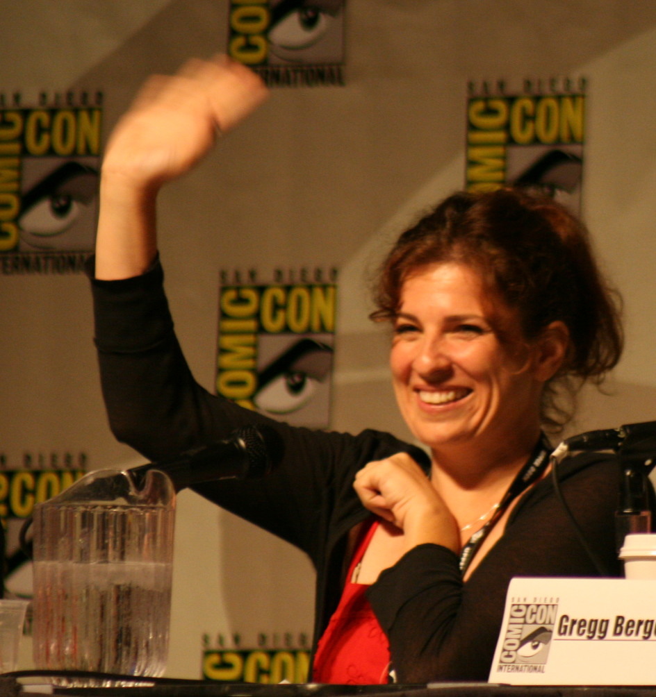 April Stewart waves hello at the Comic-Con 2007 Cartoon Voices II panel.