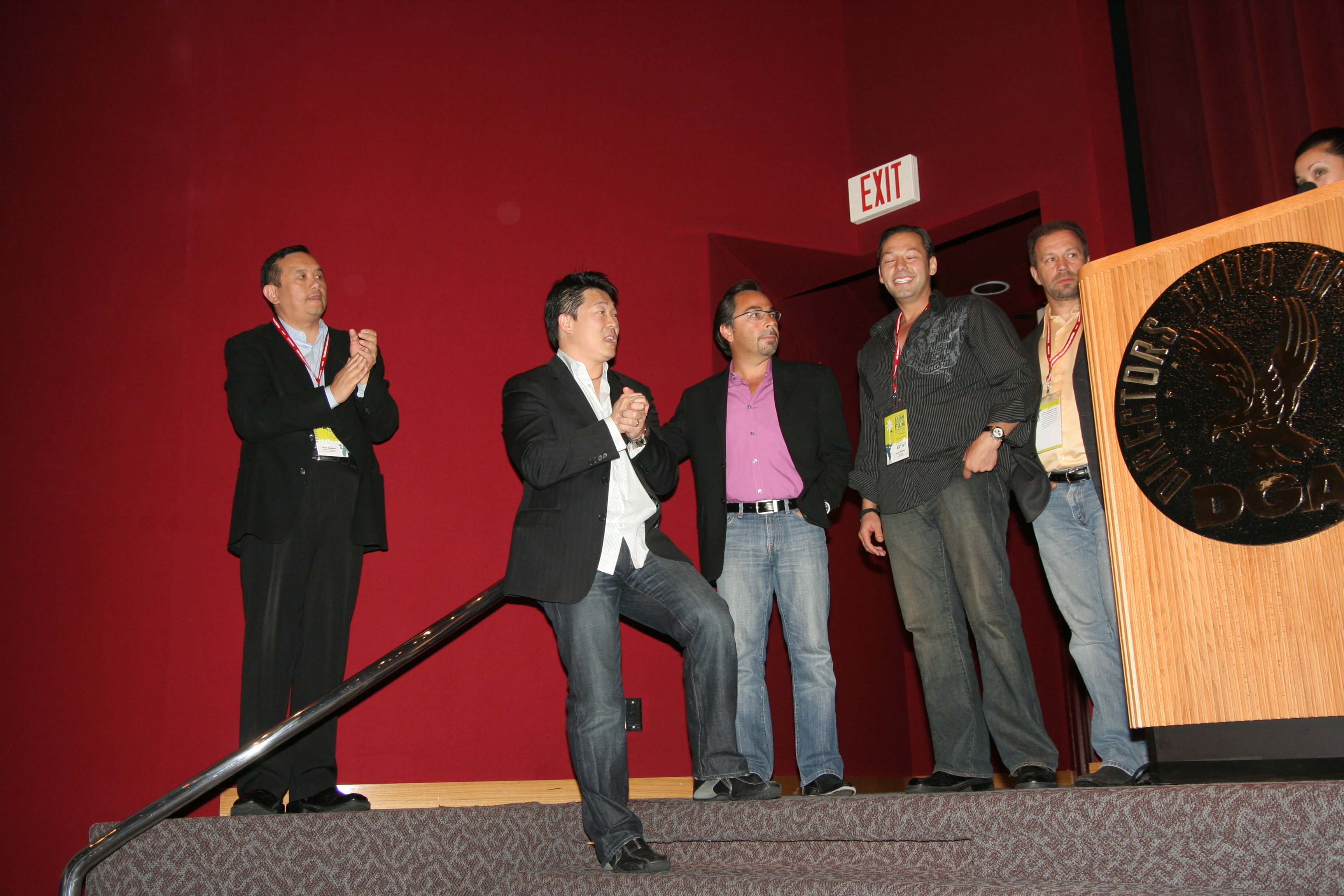 (L to R) Festival Director, David Magdael, and Producing Team, Chil Kong, Sal Baldomar, Tarik Heitmann, Ron Balicki and D Lee Inosanto at the Premiere of THE SENSEI for the 24th Los Angeles Asian Pacific Film Festival