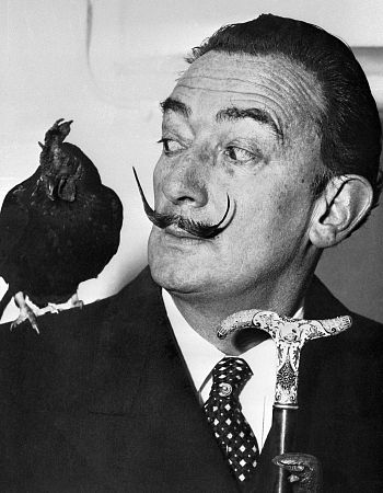 Salvador Dali with pet rooster