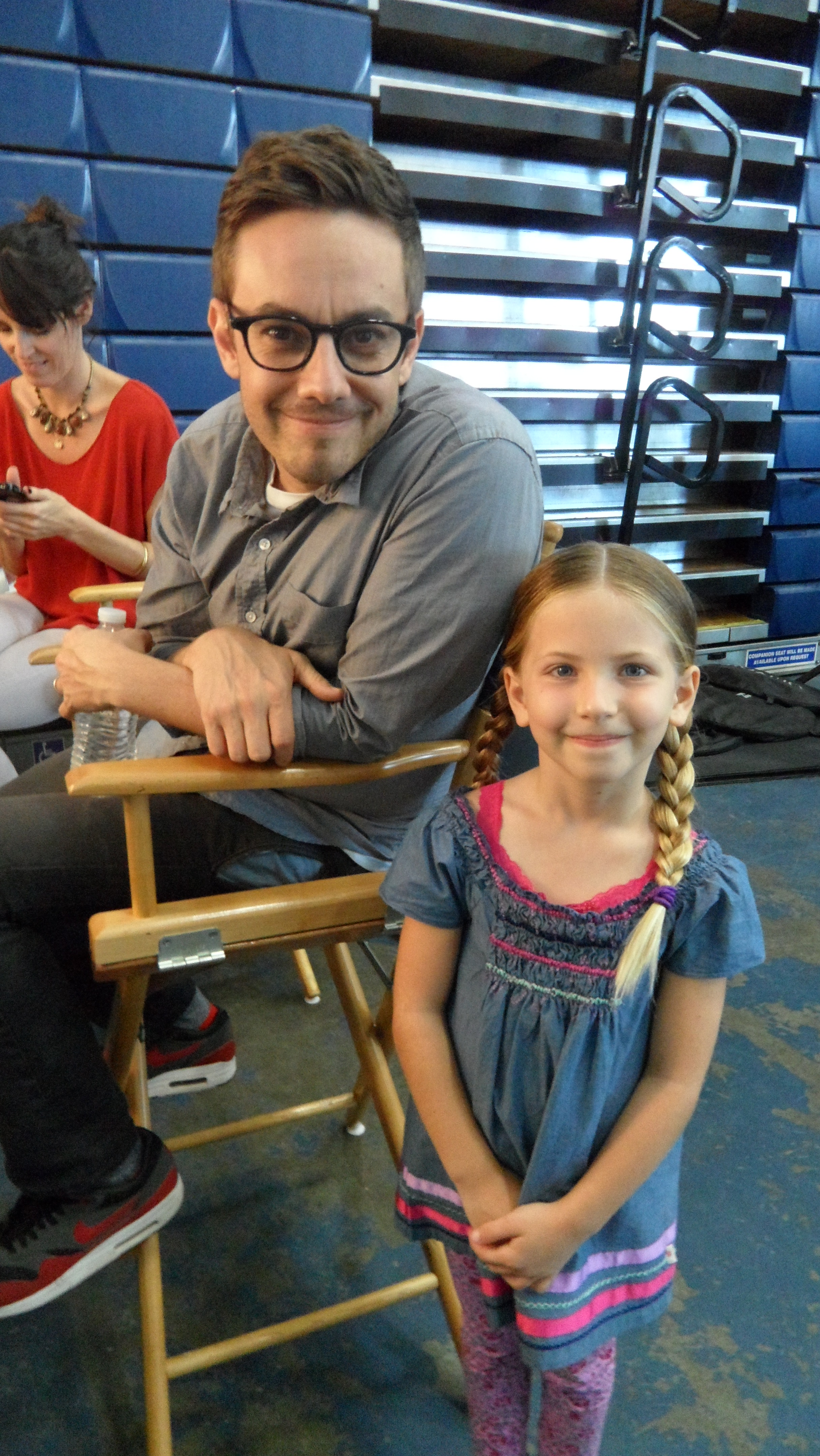 With Director Jorma Taccone on the set of her AT&T commercial.