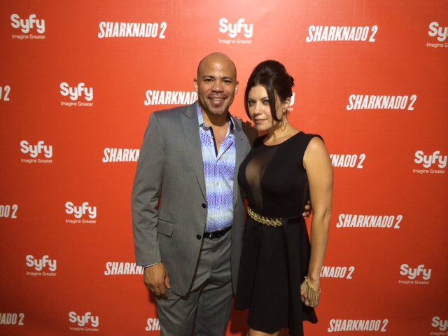 Sharknado 2 syfy event ComicCon 2014. Pictured (left to right): Gerald Webb, Kari Wuhrer