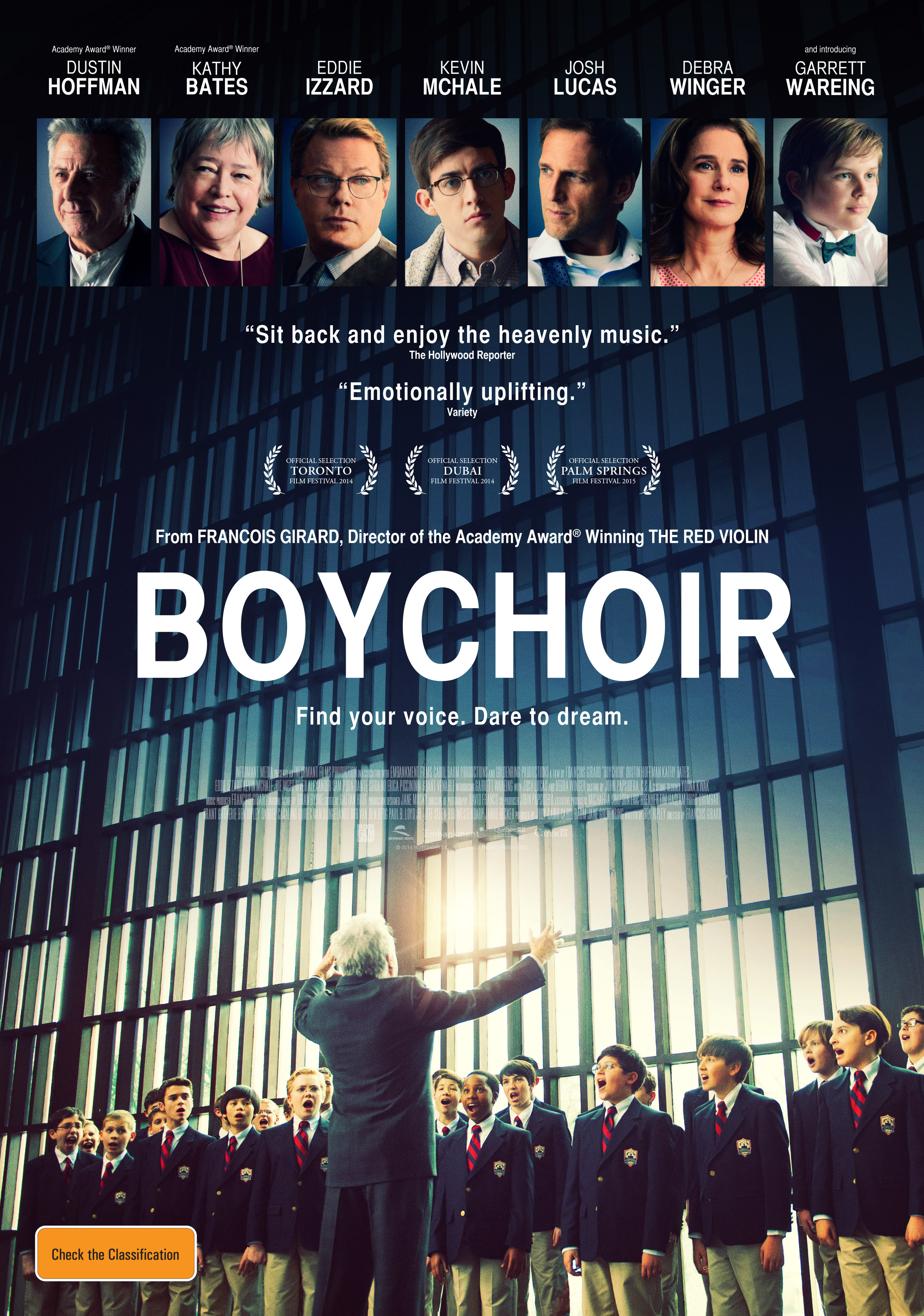 Boychoir poster - Dustin Hoffman, Kathy Bates, Eddie Izzard, Kevin McHale, Josh Lucas, Debra Winger and introducing Garrett Wareing
