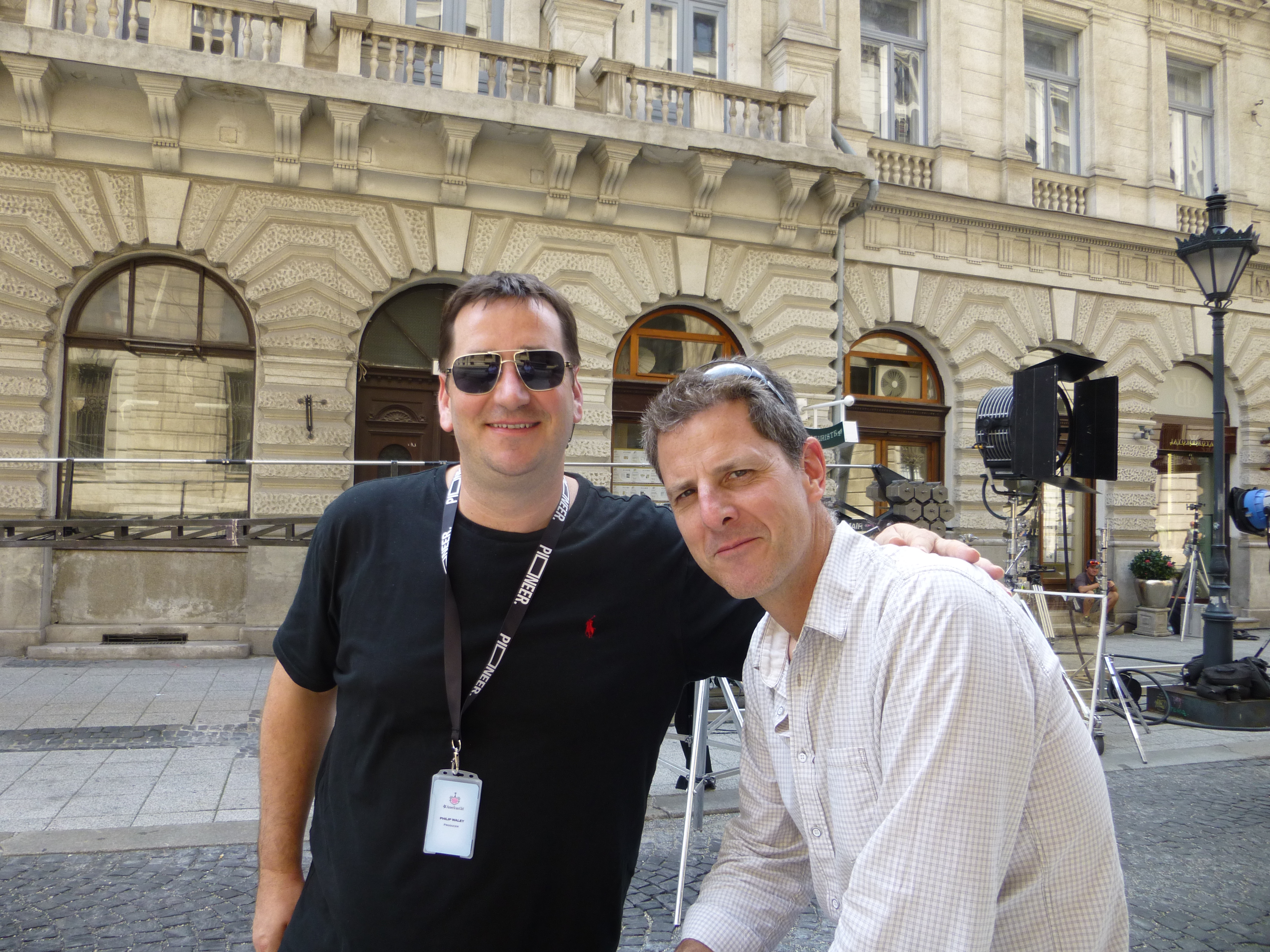 Producer Philip Waley with Cinematographer Tim Wooster on Set in Budapest 2014