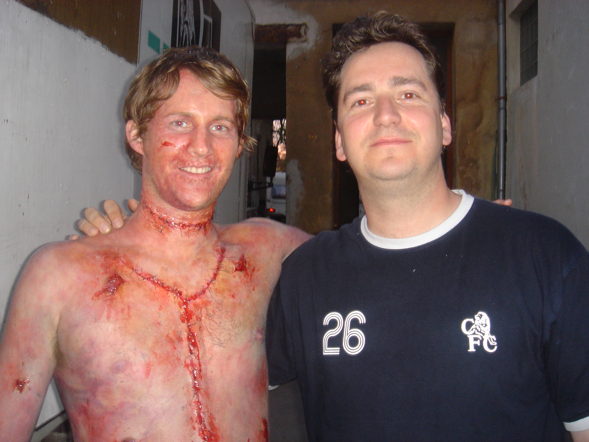 Derek Richardson with Producer Philip Waley on Hostel, Prague 2004