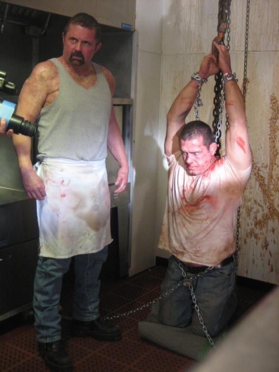 with Kane Hodder on the set of 