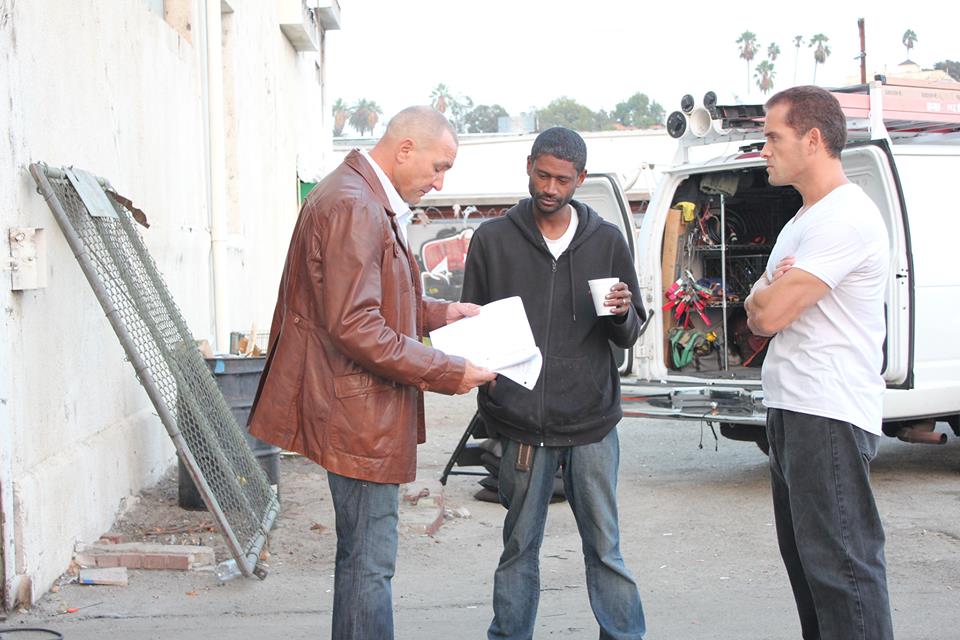 With Vinnie Jones and Director Nadeem Soumah on the set of 
