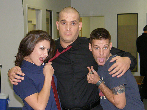 with Tiffany Shepis and Corey Haim on the set of 