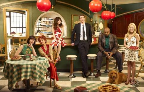 Still of Swoosie Kurtz, Kristin Chenoweth, Anna Friel, Ellen Greene, Chi McBride and Lee Pace in Pushing Daisies (2007)