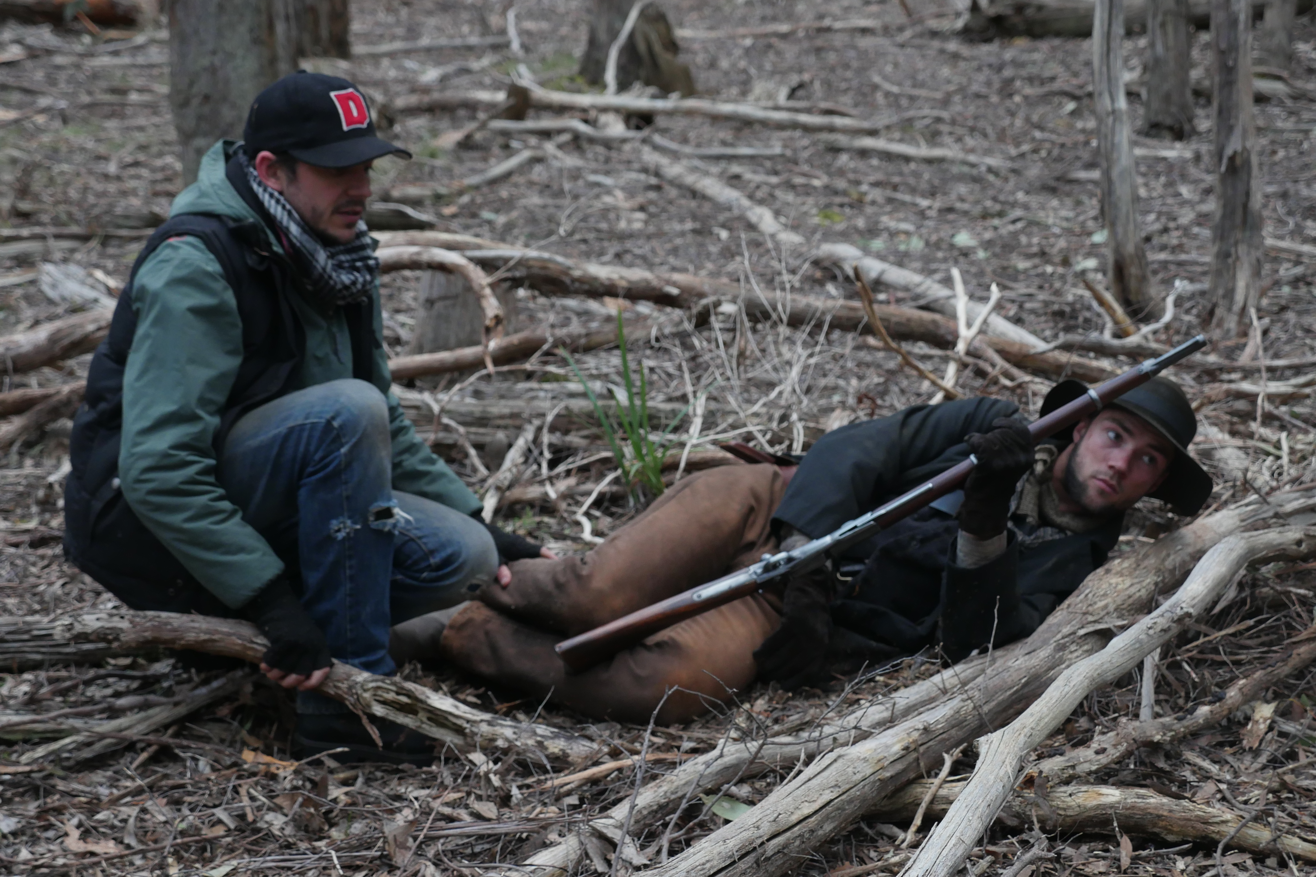 BTS Still photography from THE LEGEND OF BEN HALL with Director Matthew Holmes and Actor Nathan Luke