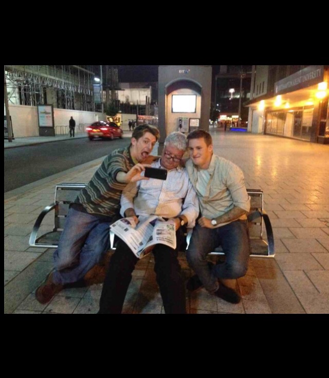 Jack Gover with fellow actors on set of ' a fine bromance ' - 2014