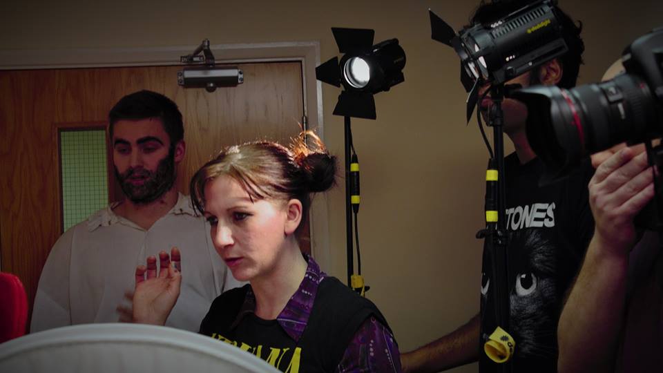 Jack Gover and director Elkie Yates on set of comedy 'Happily ever after' - 2015