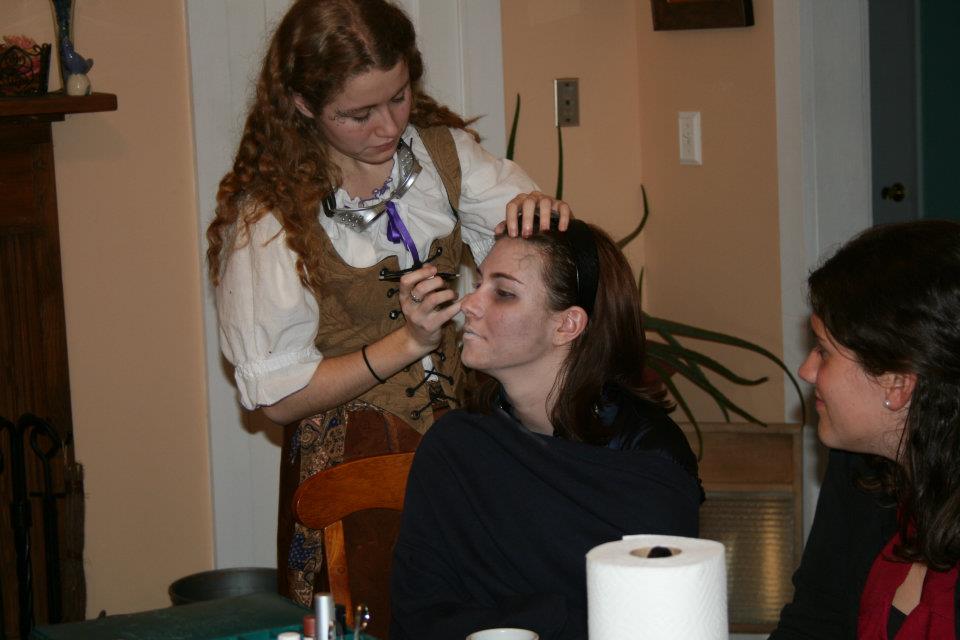 In the midst of Make-up. On the set of The Engagement