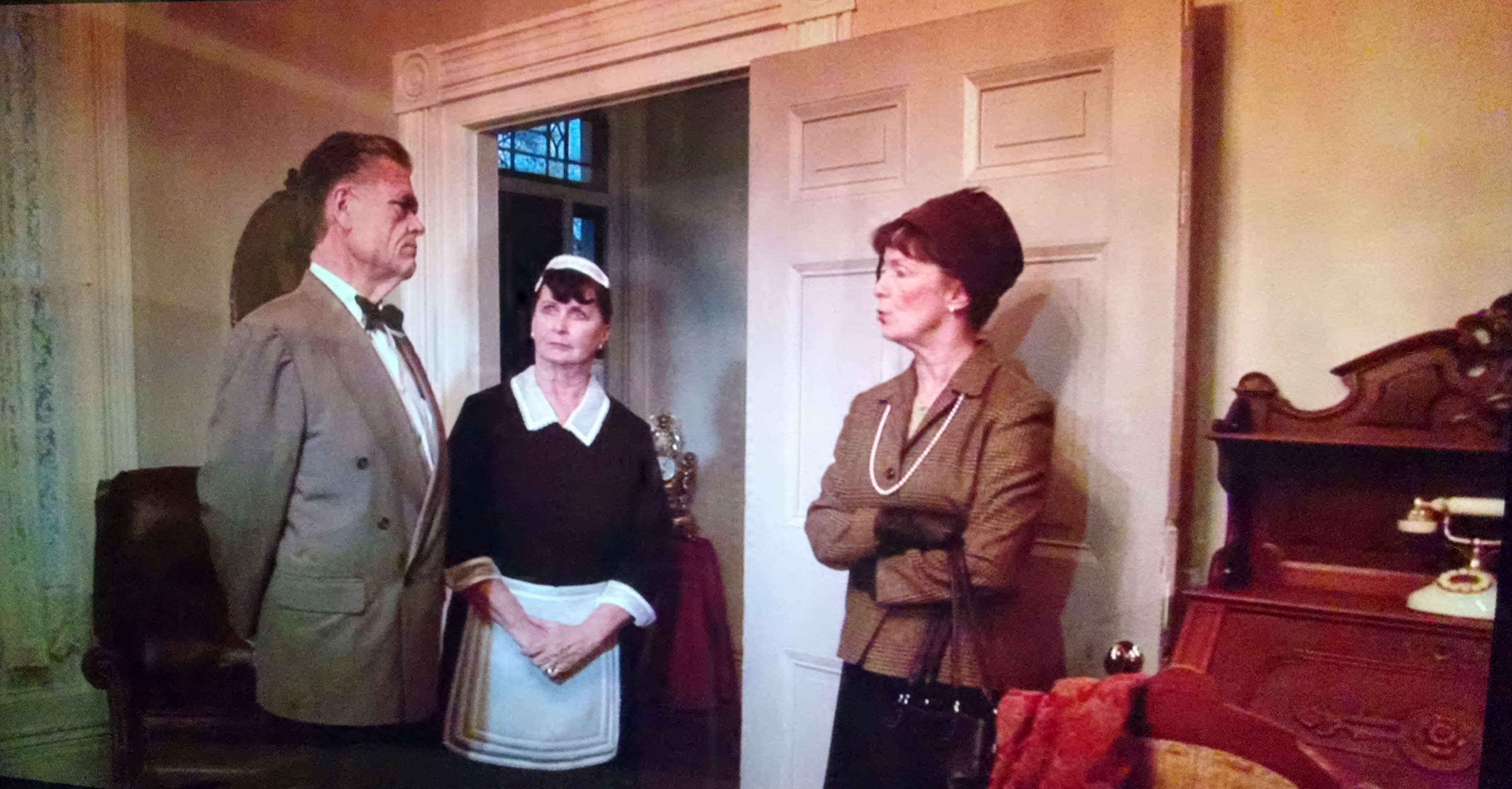 Actress, Brenda Moss-Clifton (middle as Mrs. Davis in Holey Matrimony 2014) Bryan Lassiter on the left, and Joan Reilly on right