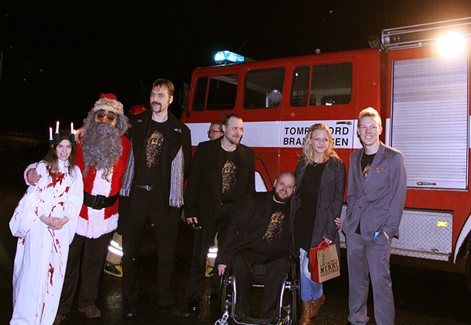 Actress Nina-Shanett Arntsen, actor Tormod Lien, producer Kim Haldorsen, director Magne Steinsvoll, director Per-Ingvar Tomren, Jenny Utheim and director of photography Raymond Volle as they arrived at the premiere of 