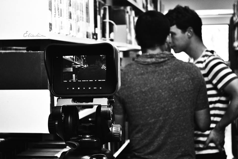 Director Diego Gonzalez and George Steeves on the set of Words Can't Describe.