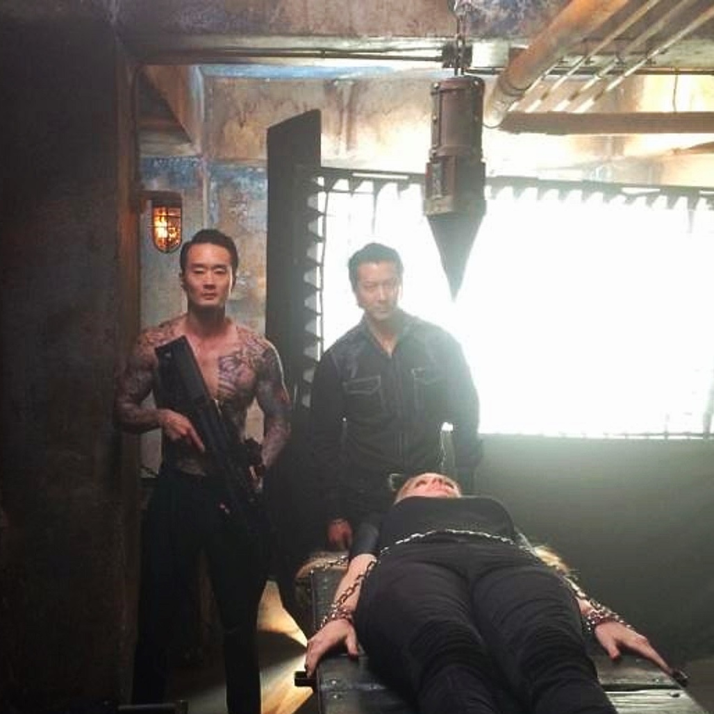 BTS of Jon Komp Shin, Will Yun Lee & Kristin Bauer van Straten in True Blood.