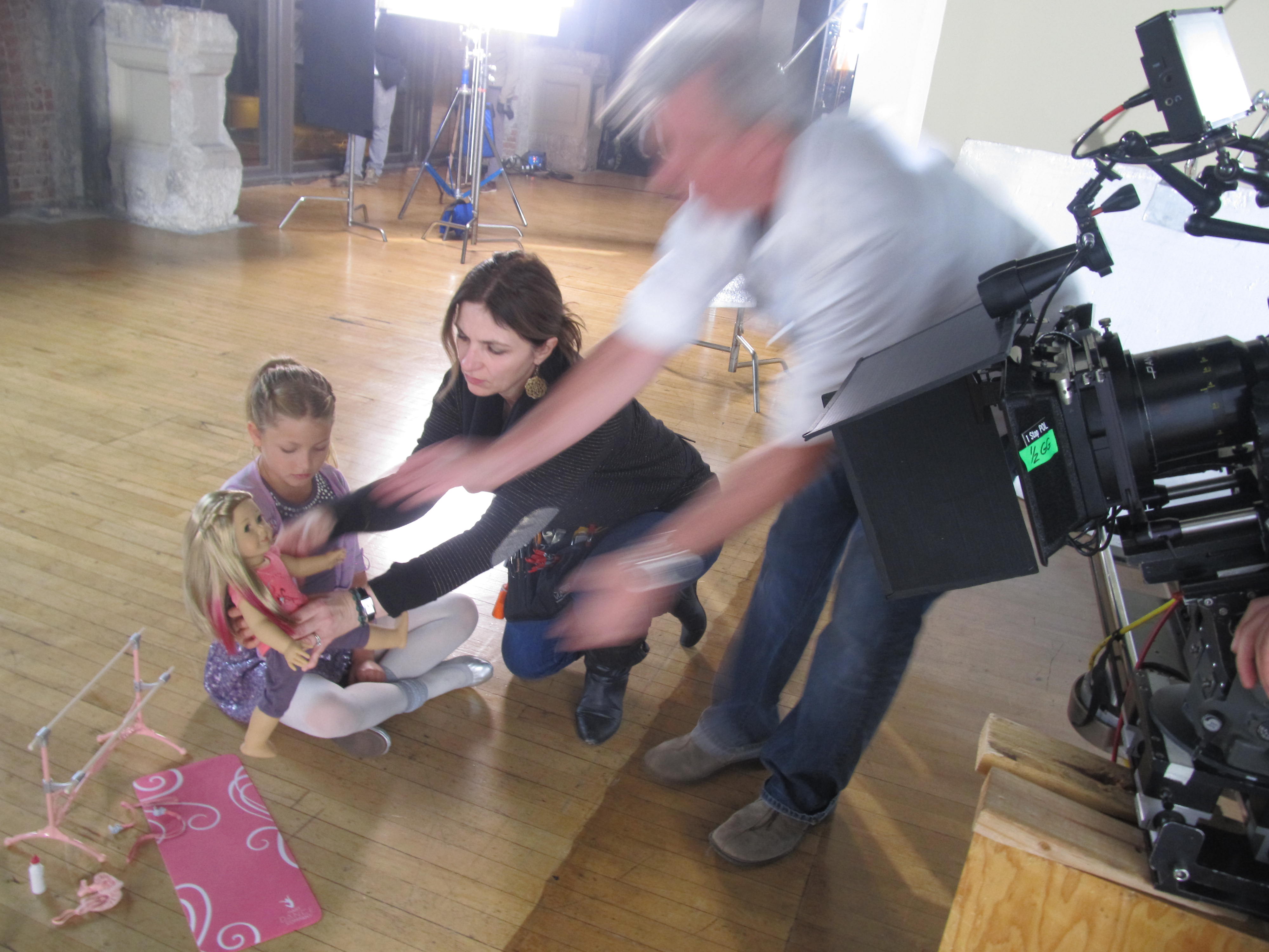 Ryan preparing for a close-up at AMERICAN GIRL - Isabelle, Girl of the Year 2014 doll commercial (Dec. 2013).