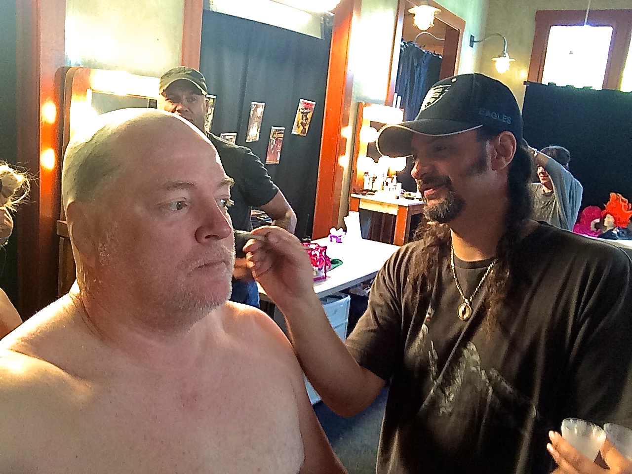 The beginning of 9 hours of make-up and Jerry Constantine never even took a break. Notice badass Randy Couture right behind me. Great guy.