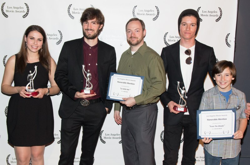 Matt Beurois with several winners at the Los Angeles Movie Awards.
